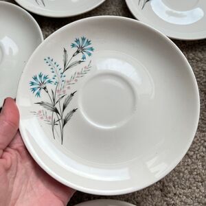 VTG Taylor Smith Bachelor Button 6.25" Saucer Set 8 MCM Teacup